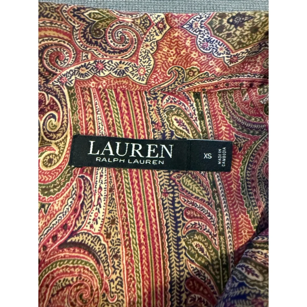 Lauren Ralph Lauren women's paisley sateen pajama top Size XS